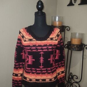 Vintage‎ Roxy Black and Pink Patterned Sweater